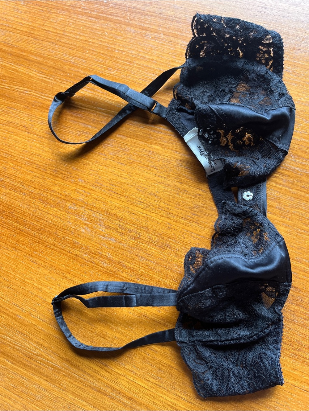 Christian Dior Vintage 34B Black Lace Bra